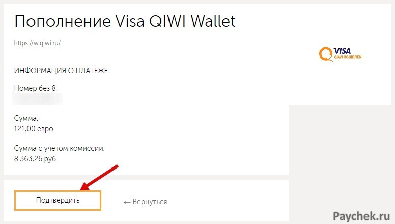 Пополнение Visa QIWI Wallet